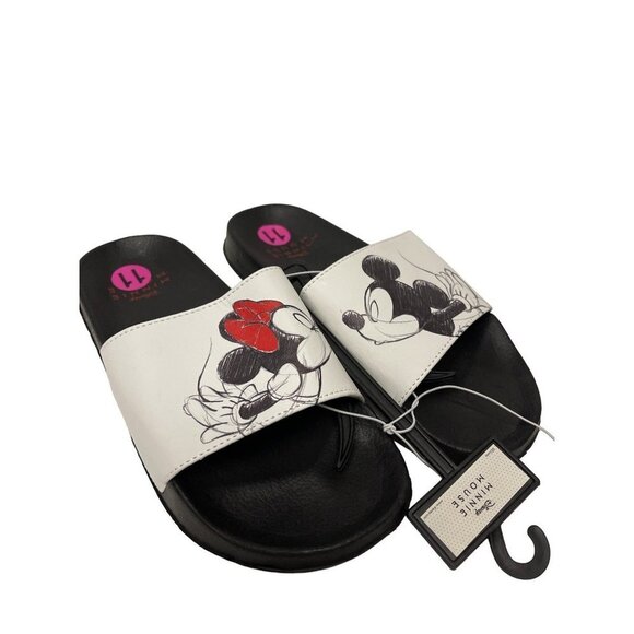 NEW! Disney Mickey Minnie Mouse Kissing Slides Sandals Women's Size 11 - Picture 1 of 7